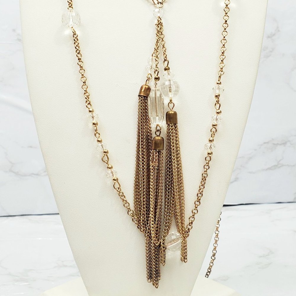Estate Chic Tassel Pendant 23" Double Chain Opera Length Necklace JN1281